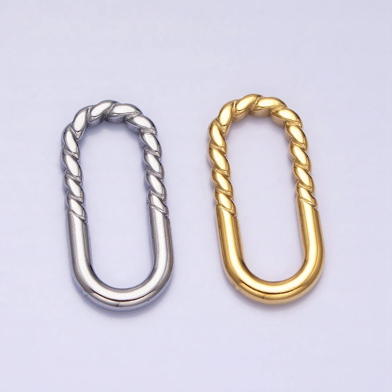 Gold Charm Enhancer Connector Twisted Rope Gold Oval Link Chain Enhancer Multiple Charm Thick Link Z290