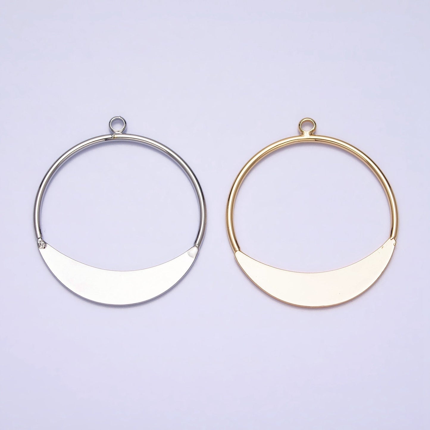 Geometric Crescent Round Circular Charm For Necklace Earring Component in Gold & Silver | AC631 AC632