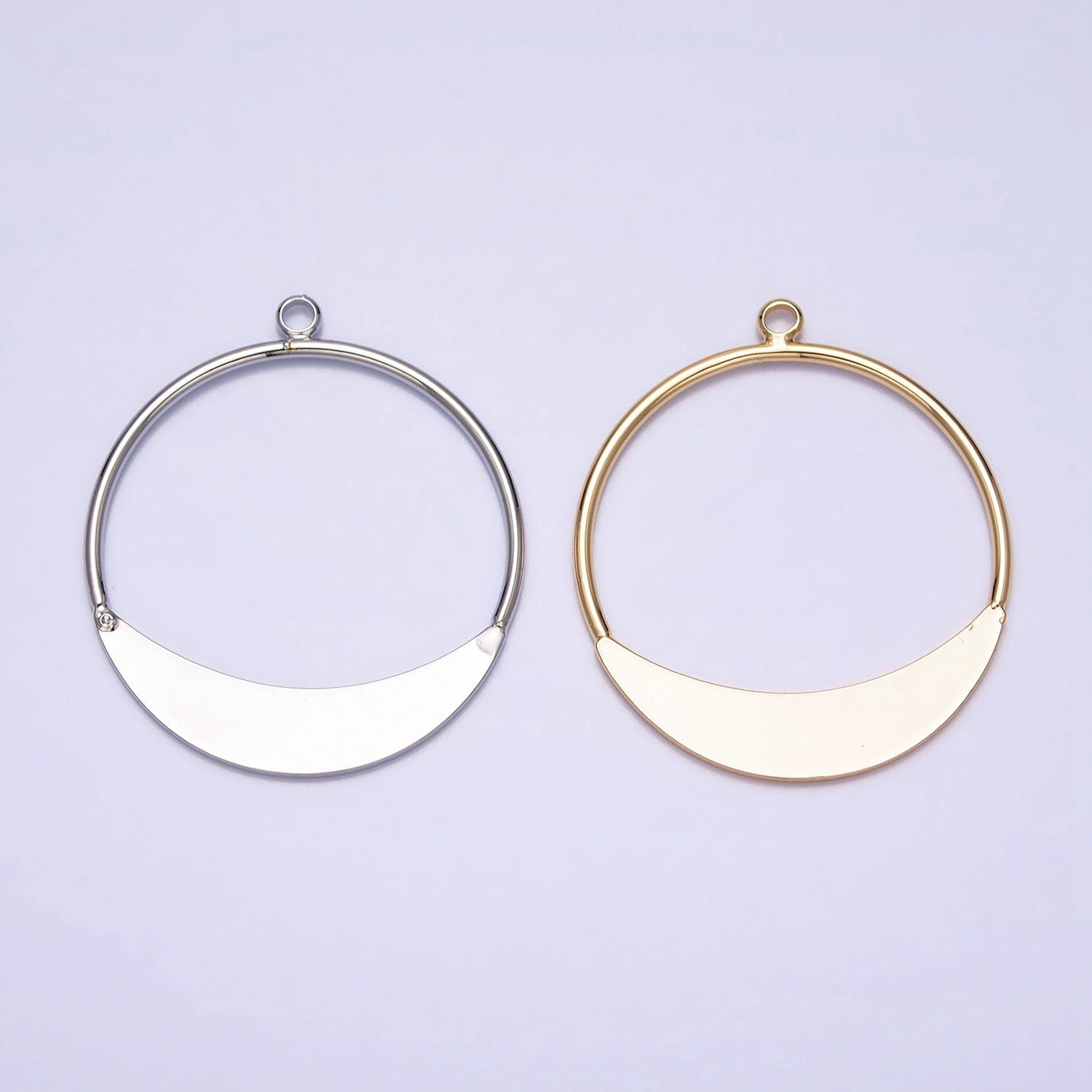 Geometric Crescent Round Circular Charm For Necklace Earring Component in Gold & Silver | AC631 AC632