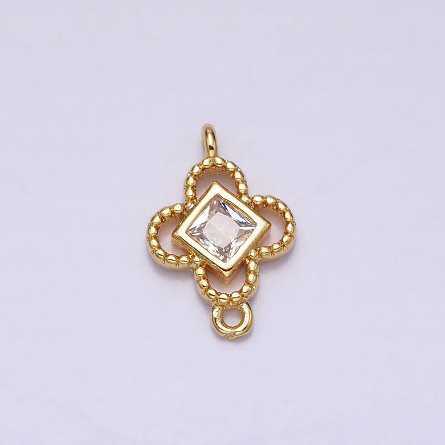 Mini Gold Clover Charm Connector for Lucky Flower Jewelry Finding Handmade Necklace Earring Bracelet Link Connector AA958