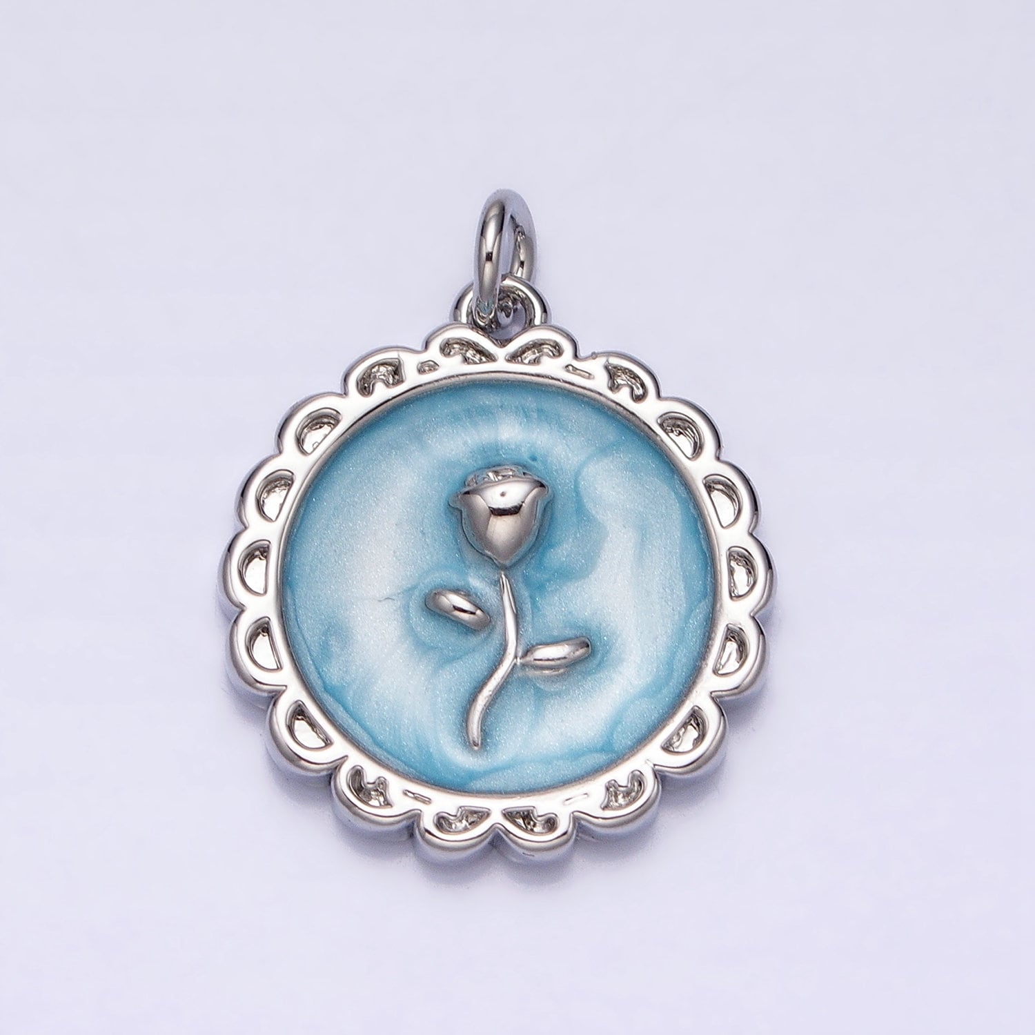 1Pc Gold Flower Star Rose Charms Blue, White, Pink Enamel Floral charm Decorative Round Disc Charm Medallion for Necklace Bracelet AC643