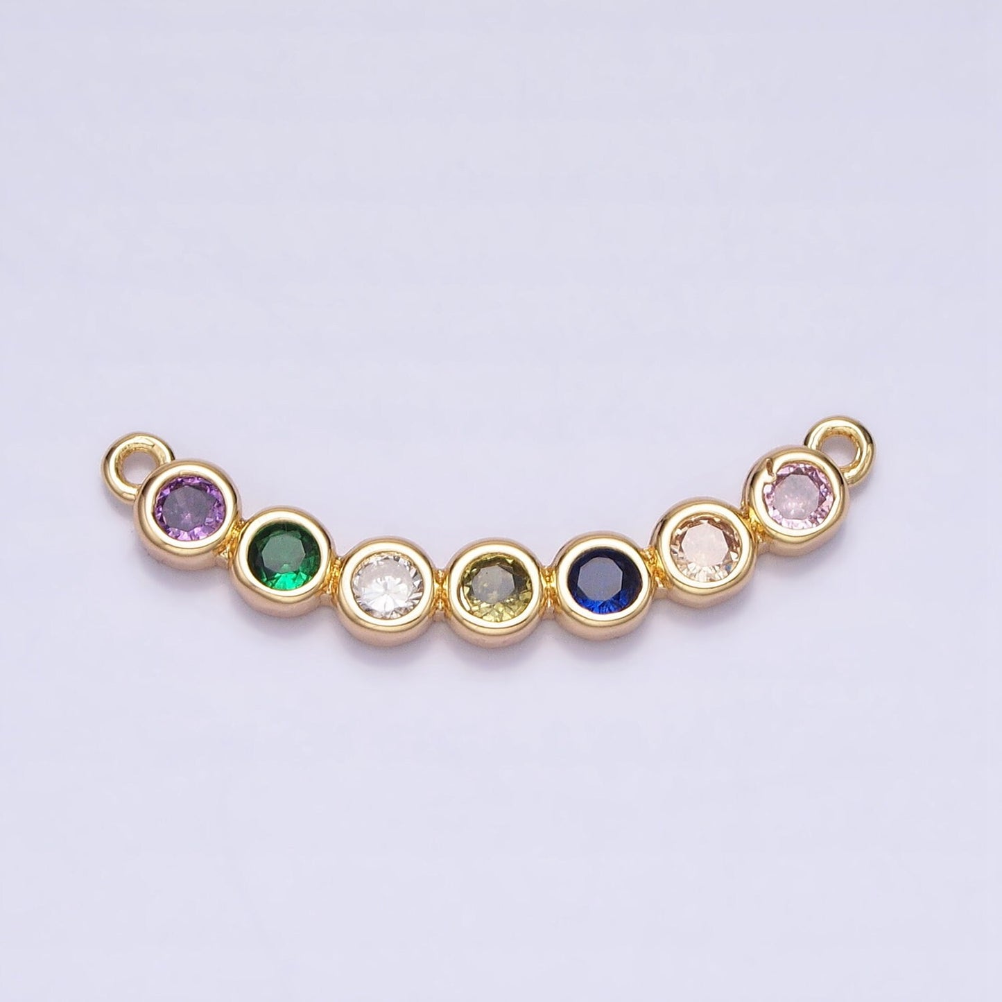 Dainty Gold, Silver Multi Color Circle Cubic Zirconia 25.8mm Link Connector for Collar Necklace Component Handmade Choker Necklace| Y-855