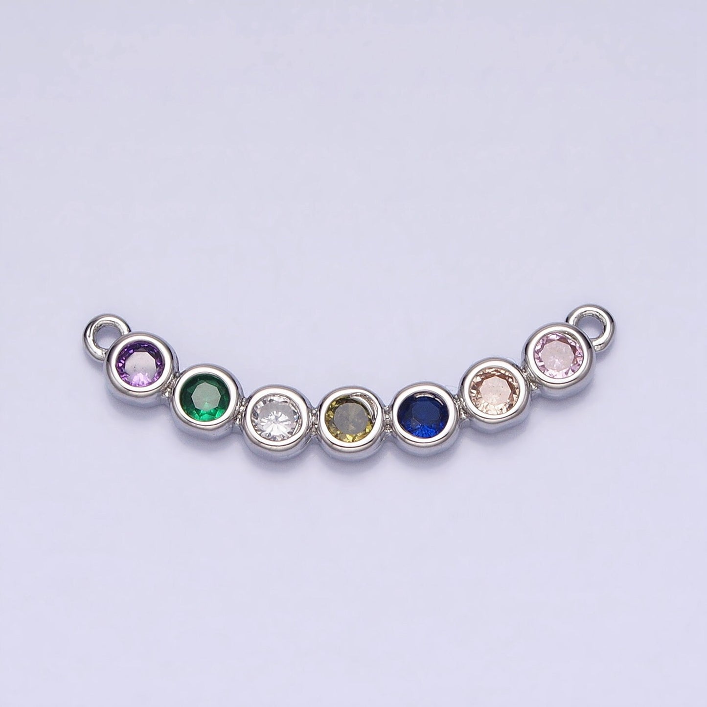 Dainty Gold, Silver Multi Color Circle Cubic Zirconia 25.8mm Link Connector for Collar Necklace Component Handmade Choker Necklace| Y-855
