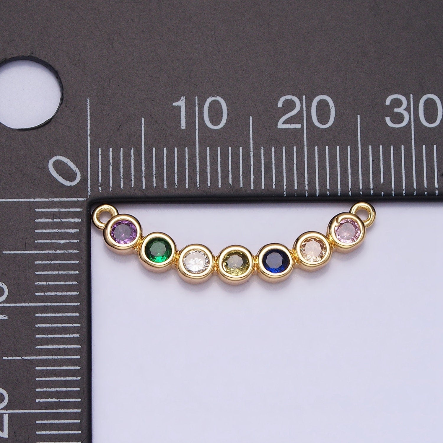 Dainty Gold, Silver Multi Color Circle Cubic Zirconia 25.8mm Link Connector for Collar Necklace Component Handmade Choker Necklace| Y-855