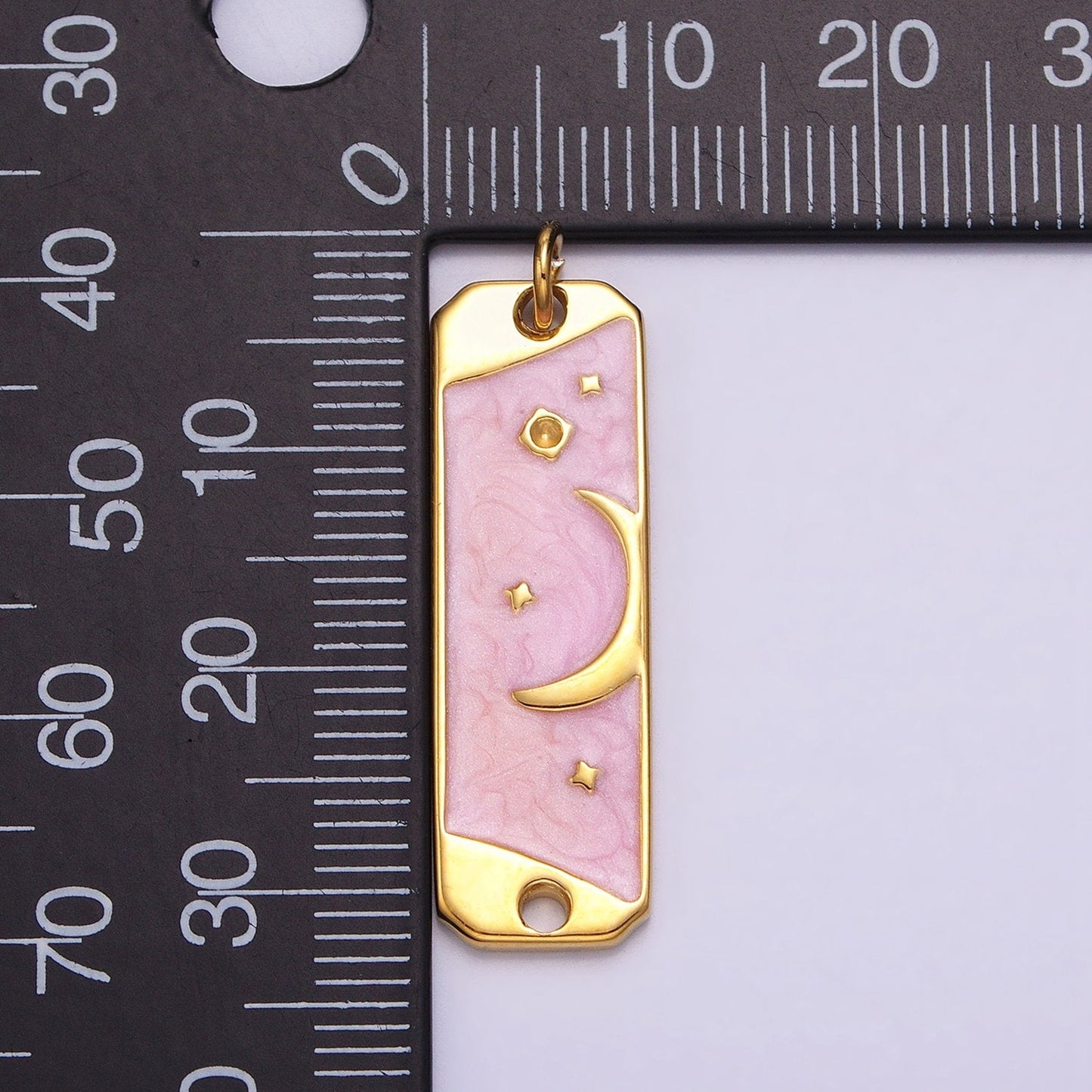 Pink Enamel Long Moon Sky Charm Silver Gold Star Galaxy Earth Day Necklace Pendant AC577 AC578