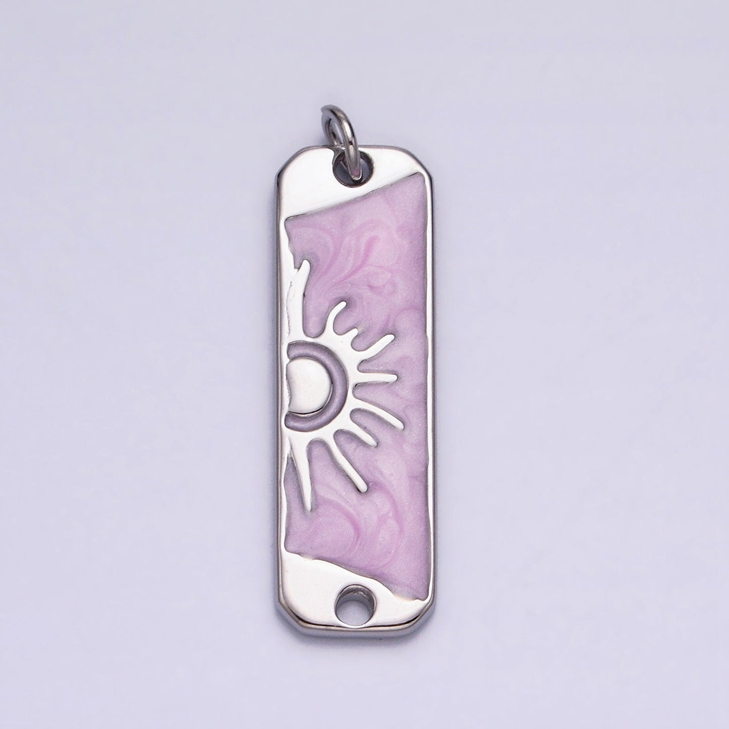 Pink Enamel Long Sun Charm Silver Gold Sun Rise Earth Day Necklace Pendant AC581 AC582