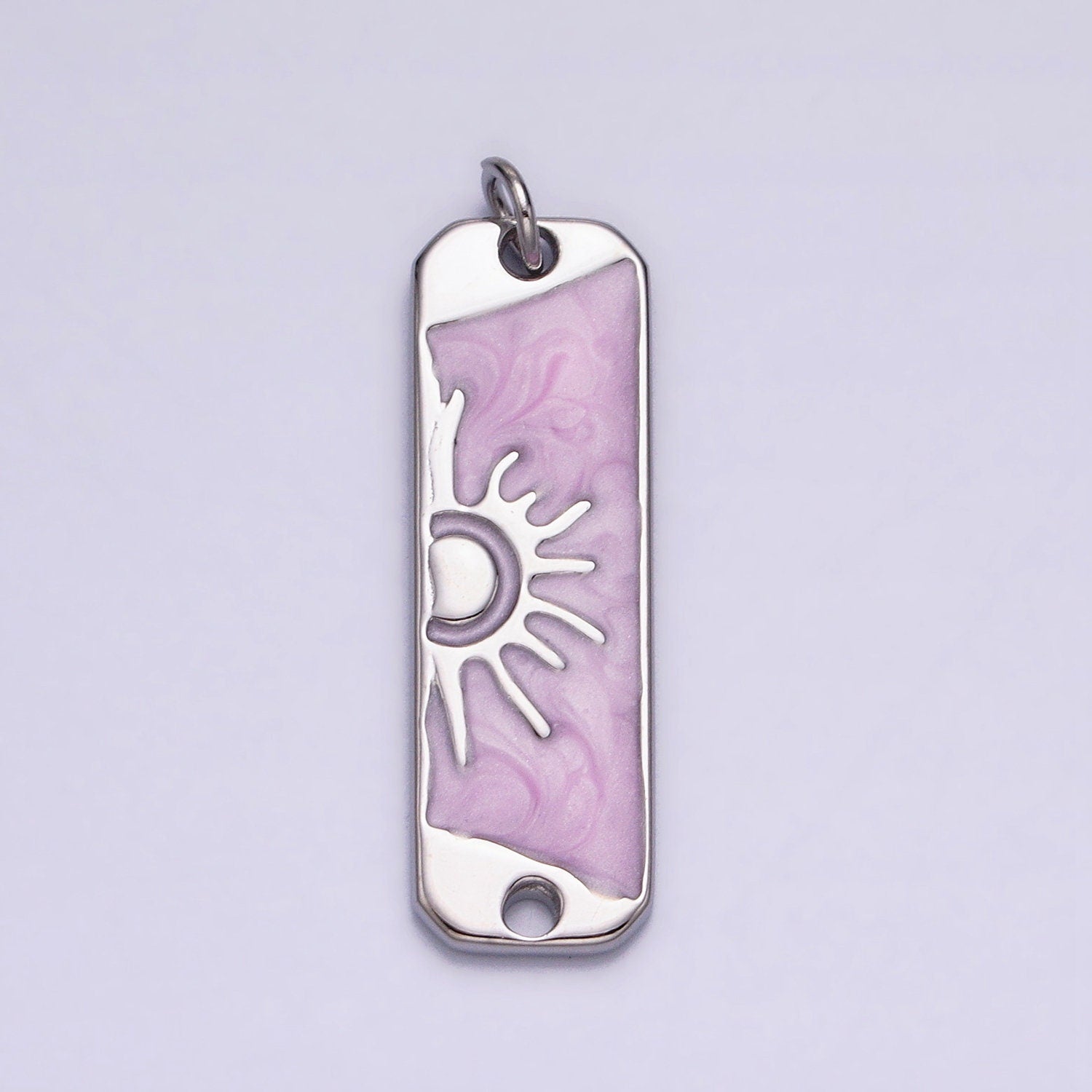 Pink Enamel Long Sun Charm Silver Gold Sun Rise Earth Day Necklace Pendant AC581 AC582