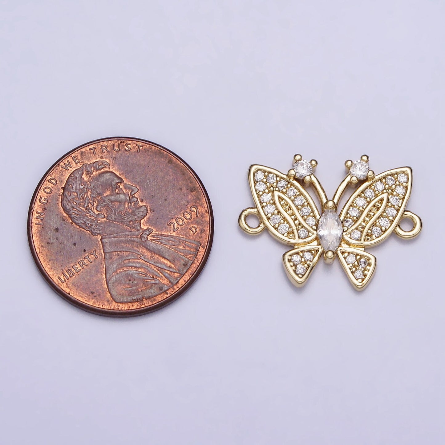 Dainty Butterfly Charm Connector Link Micro Pave CZ Stone Bracelet Necklace Pendant Charm for Personalized Jewelry Findings Y-882