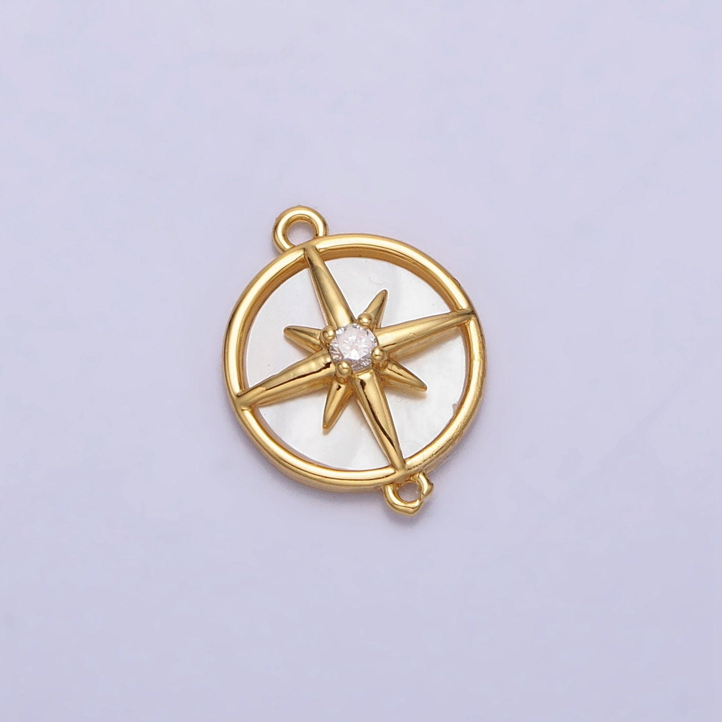 Dainty Coin charm, Small gold North Star Charm Connector journey travel charm tiny Necklace Charm, bracelet Celestial Jewelry Y-879