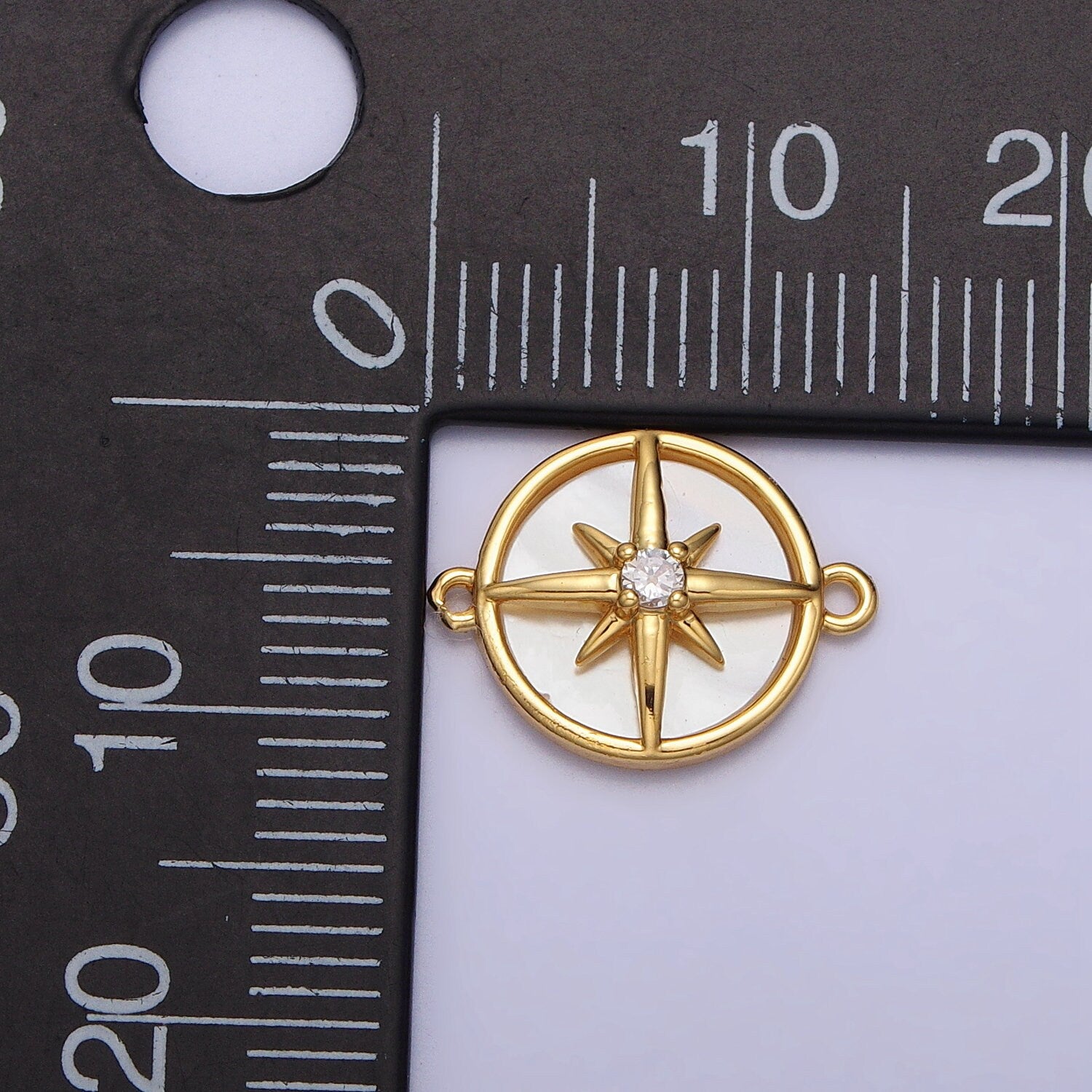 Dainty Coin charm, Small gold North Star Charm Connector journey travel charm tiny Necklace Charm, bracelet Celestial Jewelry Y-879