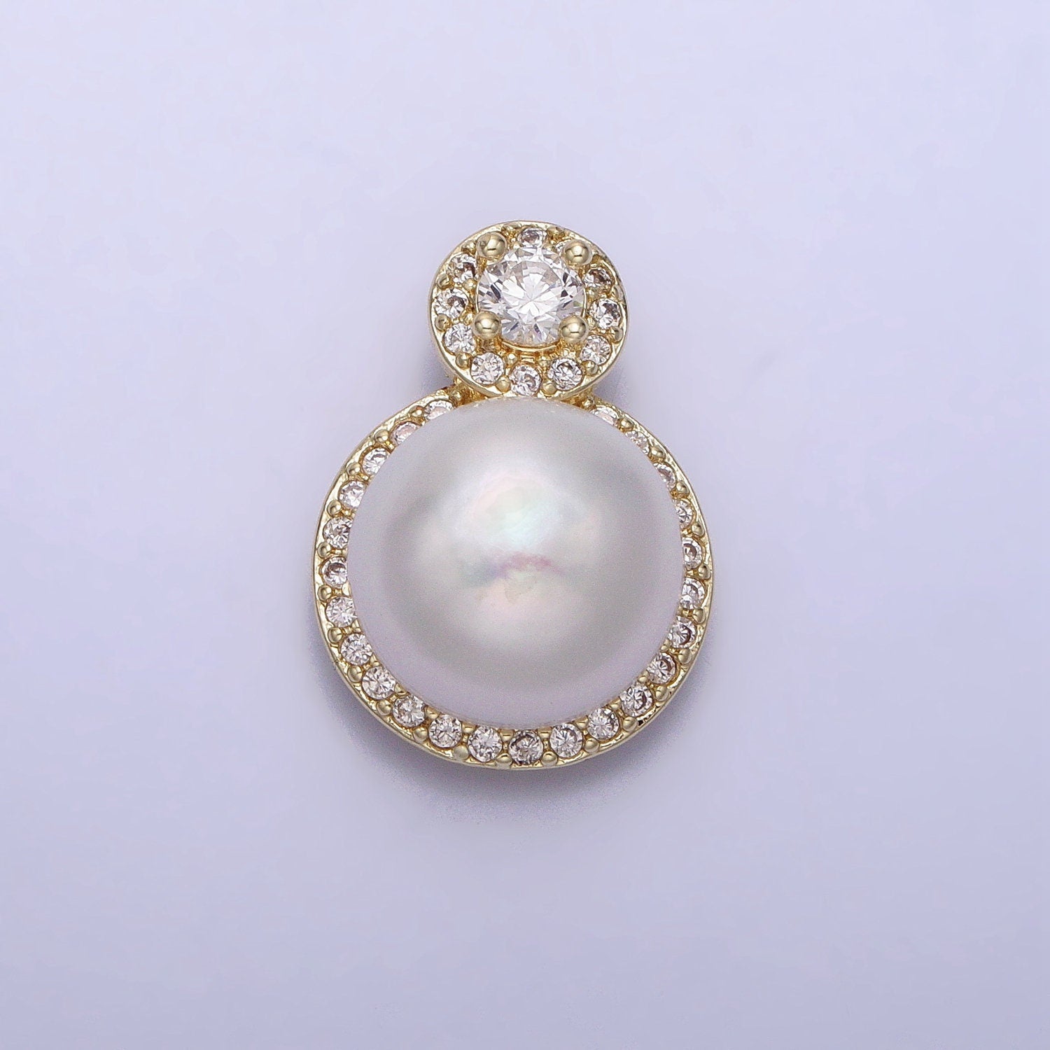 Minimalist Round Pave Genuine Shell Pearl Pendant Minimalist Bridal Wedding Jewelry, Micropave CZ Pearl Pendant For DIY Jewerly Making aa412