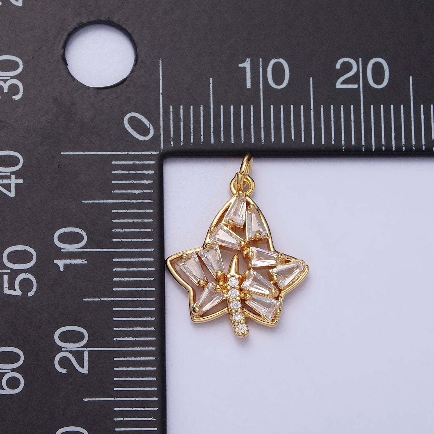16K Gold Filled 19x14mm Clear Marquise Maple Leaf Nature Charm in Gold & Silver | AC480