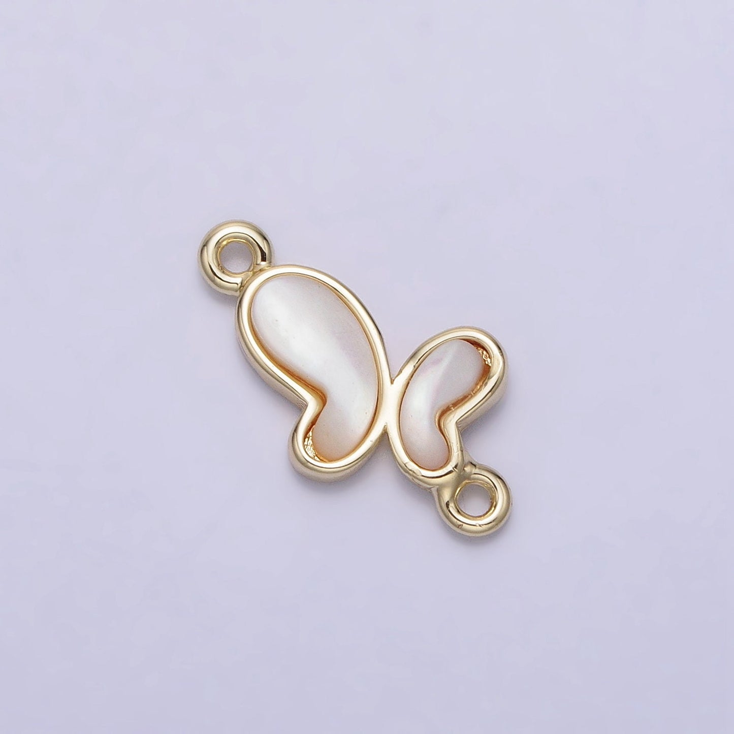 Mini Gold Dainty Pearl Butterfly Charm Connector 2 Link Charm Insect Spring Gold Filled Small Butterfly Charm Link Connector Y-874