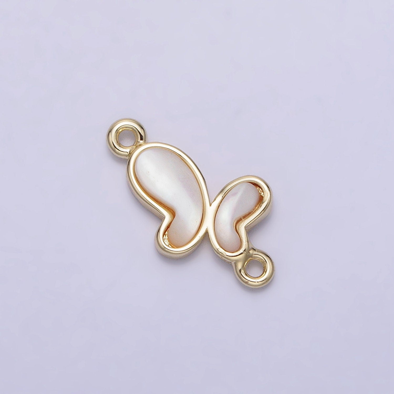Mini Gold Dainty Pearl Butterfly Charm Connector 2 Link Charm Insect Spring Gold Filled Small Butterfly Charm Link Connector Y-874