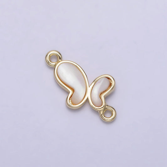 Mini Gold Dainty Pearl Butterfly Charm Connector 2 Link Charm Insect Spring Gold Filled Small Butterfly Charm Link Connector Y-874
