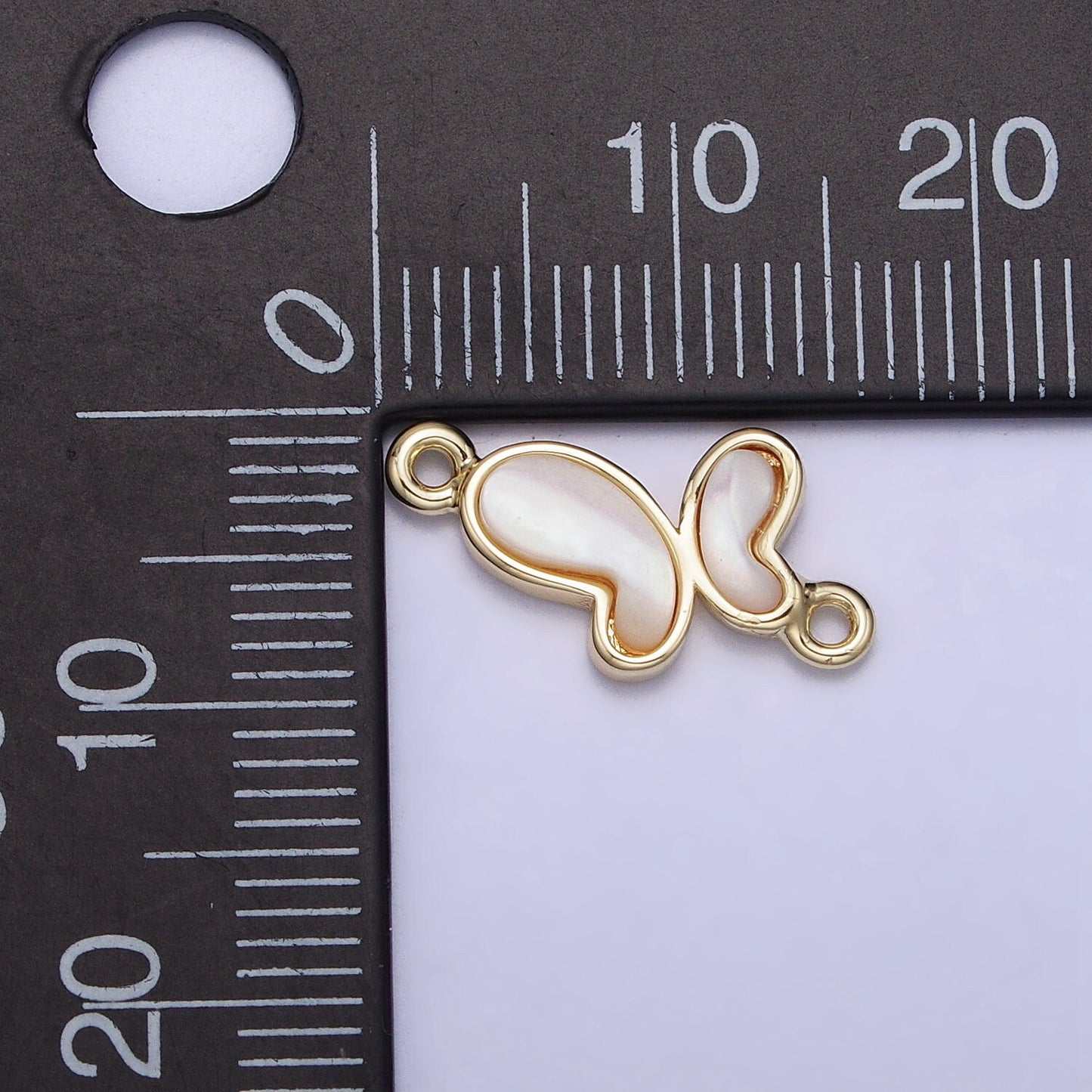 Mini Gold Dainty Pearl Butterfly Charm Connector 2 Link Charm Insect Spring Gold Filled Small Butterfly Charm Link Connector Y-874