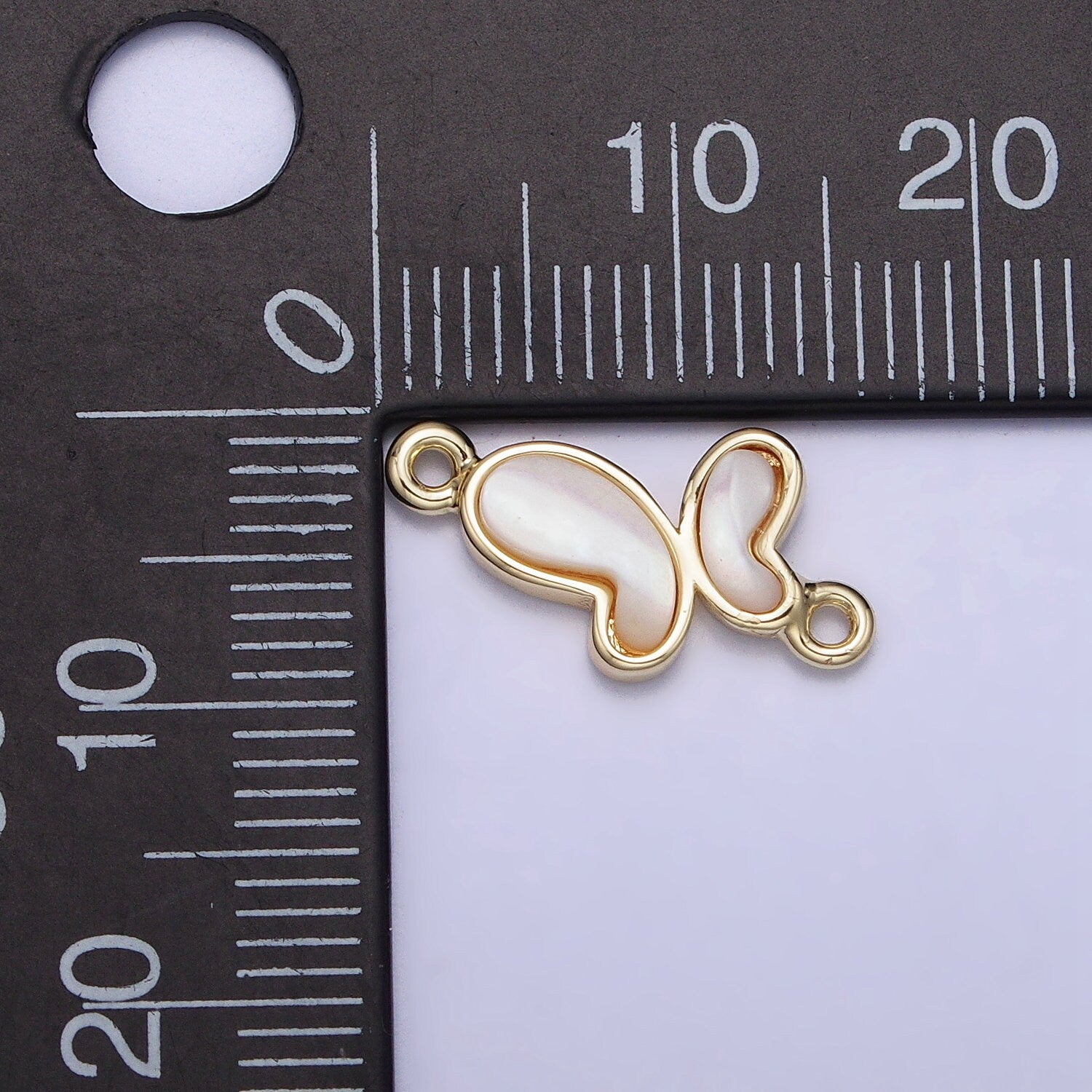 Mini Gold Dainty Pearl Butterfly Charm Connector 2 Link Charm Insect Spring Gold Filled Small Butterfly Charm Link Connector Y-874