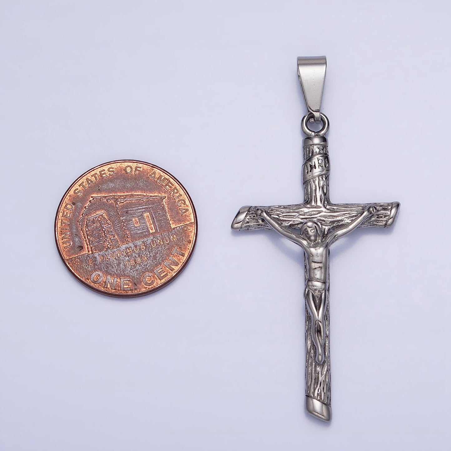 Men Cross Charm Stainless Steel Crucifix Charm in Gold Silver Color Religious Heavy Hard Pendant Lead Nickel Free Tarnish Free | J812