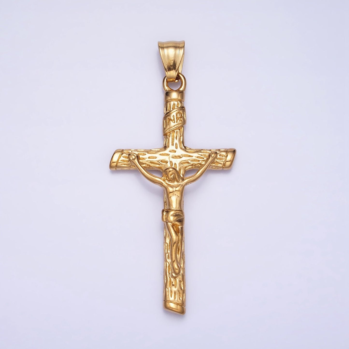 Men Cross Charm Stainless Steel Crucifix Charm in Gold Silver Color Religious Heavy Hard Pendant Lead Nickel Free Tarnish Free |