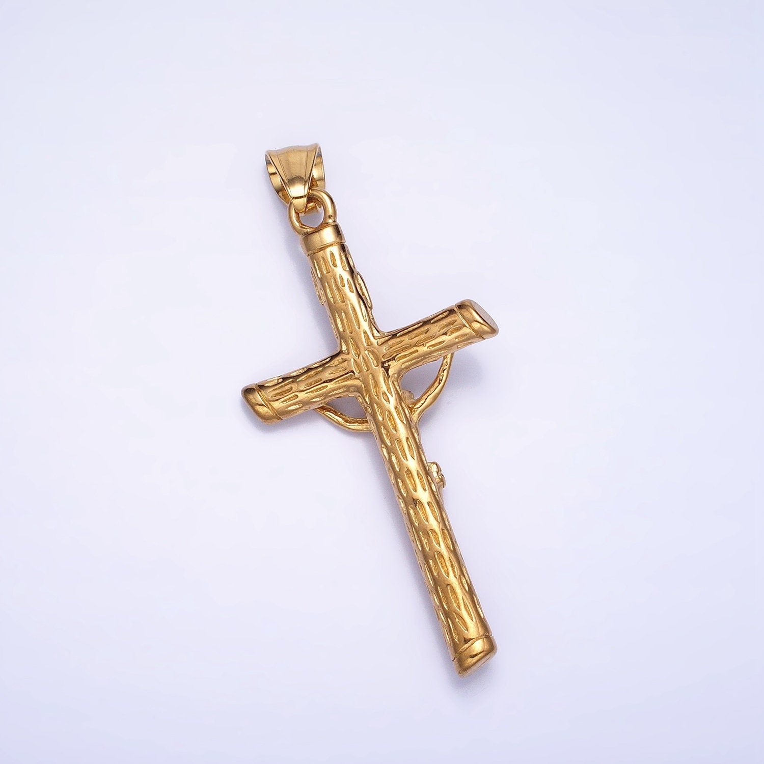 Men Cross Charm Stainless Steel Crucifix Charm in Gold Silver Color Religious Heavy Hard Pendant Lead Nickel Free Tarnish Free |