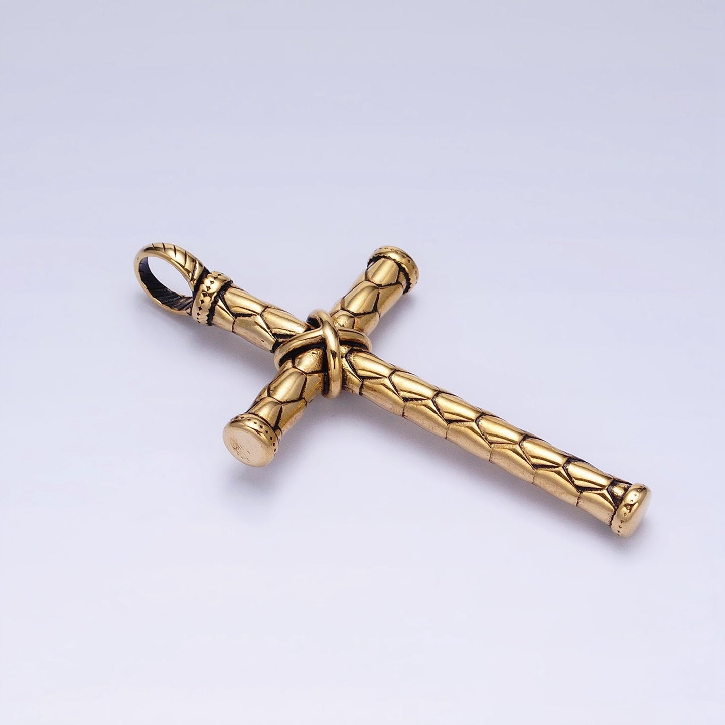 Men Cross Charm Stainless Steel Dangle Charm in Gold Silver Color Religious Heavy Hard Pendant Lead Nickel Free Tarnish Free | P-1143