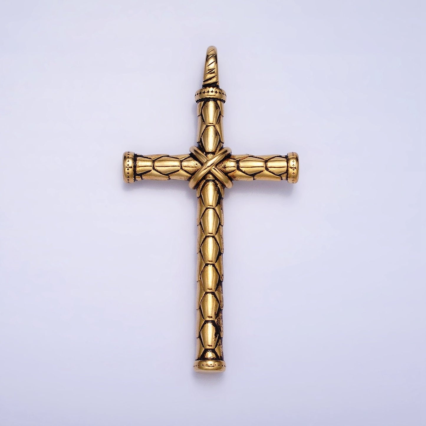 Men Cross Charm Stainless Steel Dangle Charm in Gold Silver Color Religious Heavy Hard Pendant Lead Nickel Free Tarnish Free | P-1143