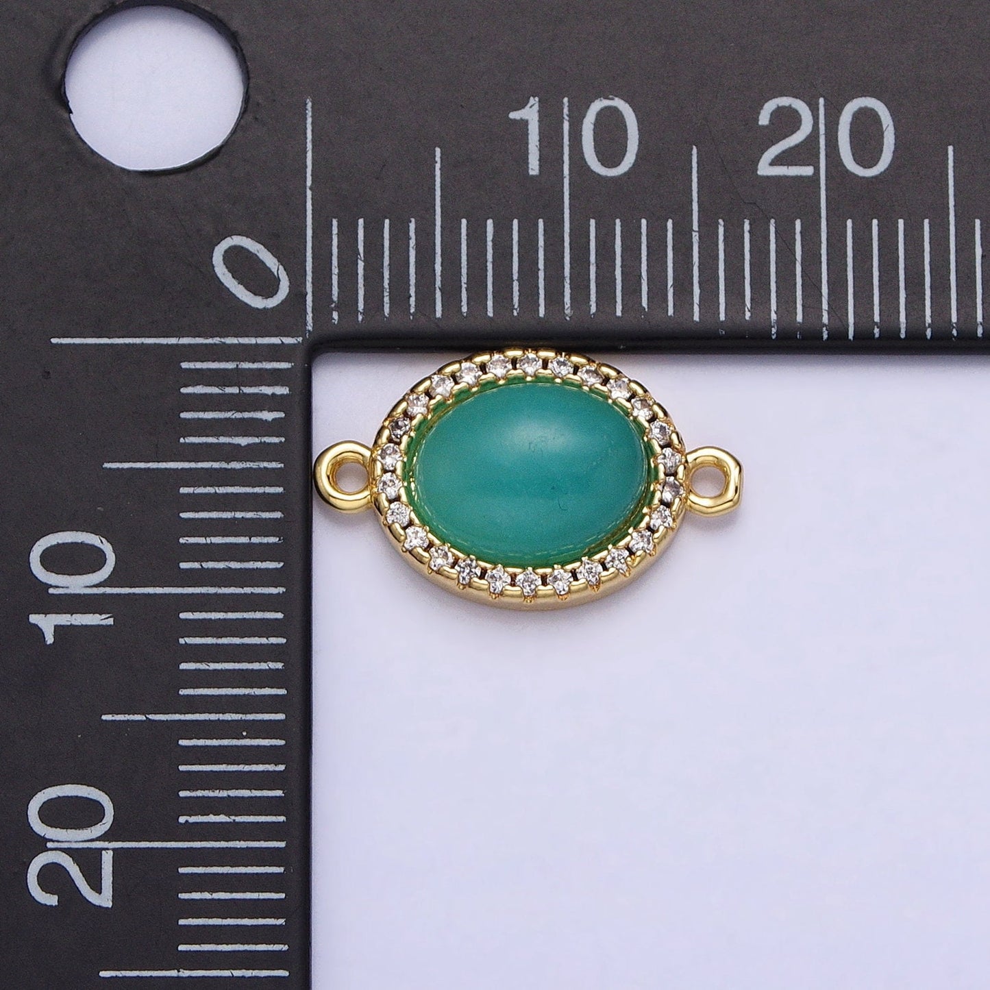 Teal Gemstone Oval Connector, Turquoise Beads 24k Gold Filled Charm Connector Stone Link Connector for Bracelet Necklace Supply Y-800