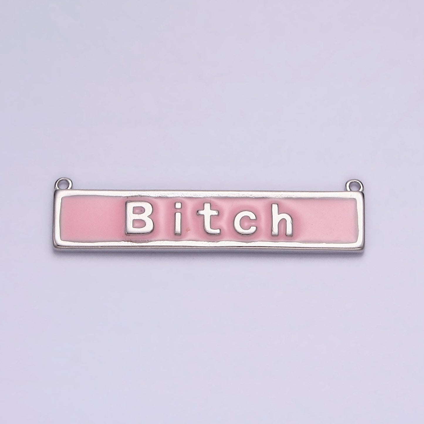 Bitch Nameplate Necklace Charm Bitch Pendant Jewelry Funny Swear Word Curse Necklace Pendant in White Pink Enamel Y-832~Y-833
