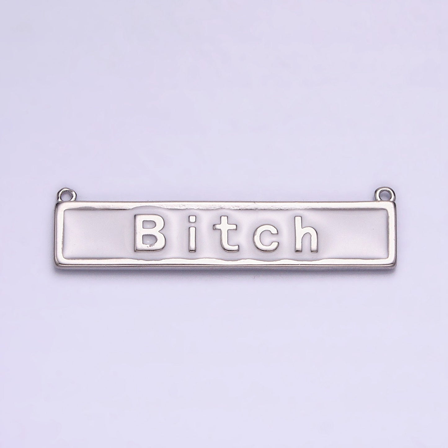 Bitch Nameplate Necklace Charm Bitch Pendant Jewelry Funny Swear Word Curse Necklace Pendant in White Pink Enamel Y-832~Y-833