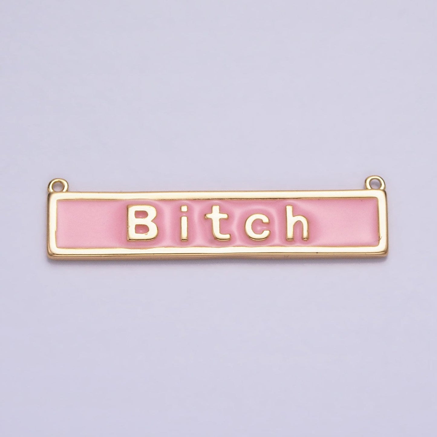 Bitch Nameplate Necklace Charm Bitch Pendant Jewelry Funny Swear Word Curse Necklace Pendant in White Pink Enamel Y-832~Y-833