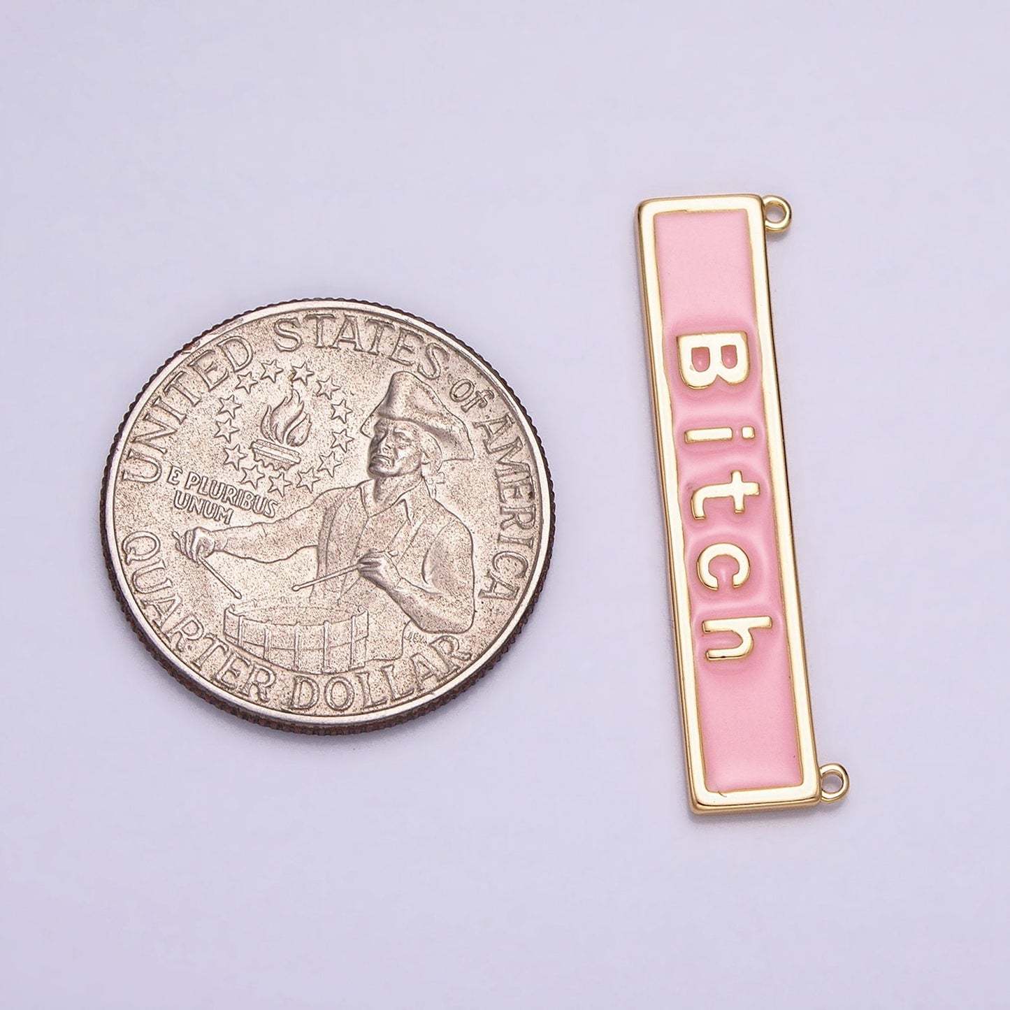 Bitch Nameplate Necklace Charm Bitch Pendant Jewelry Funny Swear Word Curse Necklace Pendant in White Pink Enamel Y-832~Y-833
