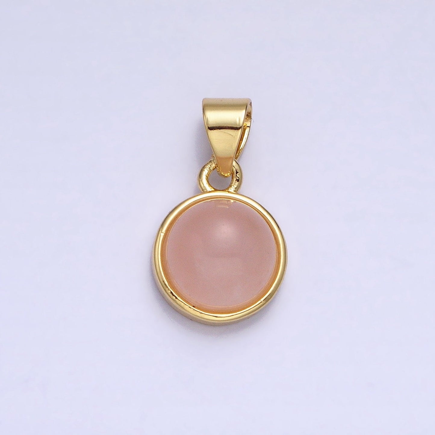 24K Gold Filled Rose Quartz, Aventurine, Labradorite, Blue Agate, Amethyst Round Pendant | AA195 - AA199