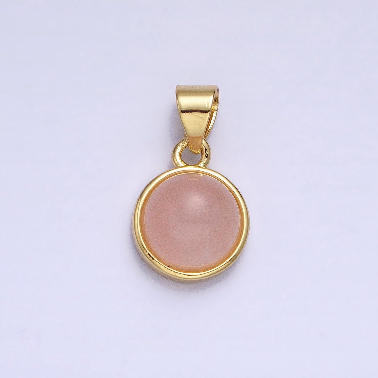 24K Gold Filled Rose Quartz, Aventurine, Labradorite, Blue Agate, Amethyst Round Pendant | AA195 - AA199