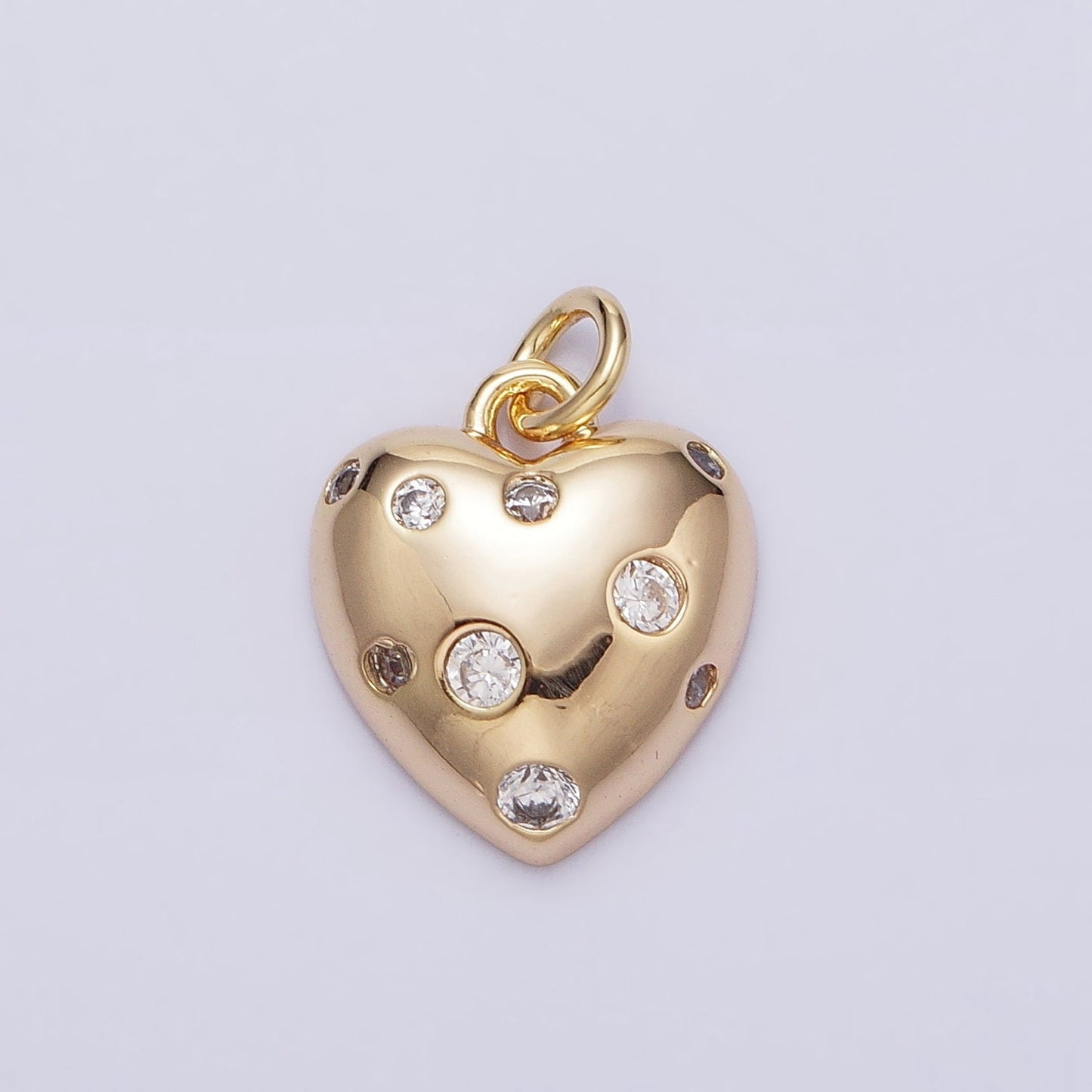 Mini Heart Gold Charm, Bubble Charm, Bubble Pendant, Bubble Geometric Love Charm, Tiny CZ Charm 16k Gold Filled AC508