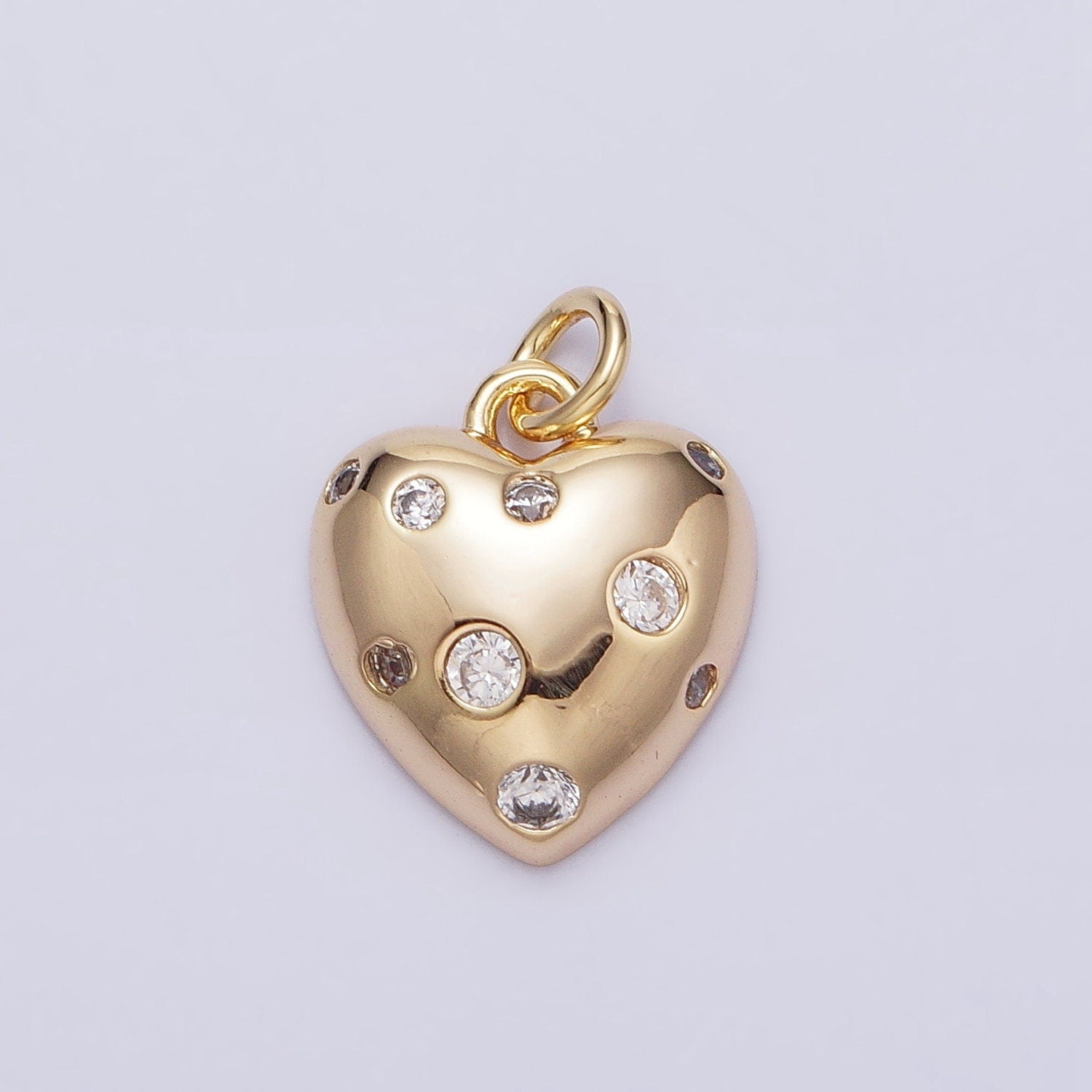 Mini Heart Gold Charm, Bubble Charm, Bubble Pendant, Bubble Geometric Love Charm, Tiny CZ Charm 16k Gold Filled AC508