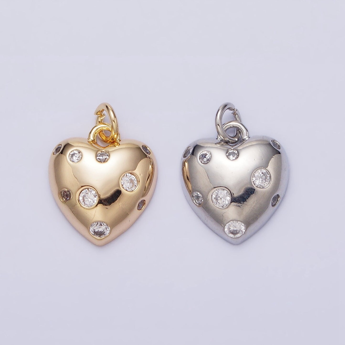 Mini Heart Gold Charm, Bubble Charm, Bubble Pendant, Bubble Geometric Love Charm, Tiny CZ Charm 16k Gold Filled AC508
