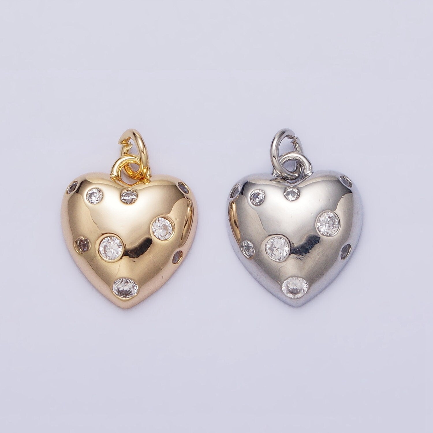 Mini Heart Gold Charm, Bubble Charm, Bubble Pendant, Bubble Geometric Love Charm, Tiny CZ Charm 16k Gold Filled AC508