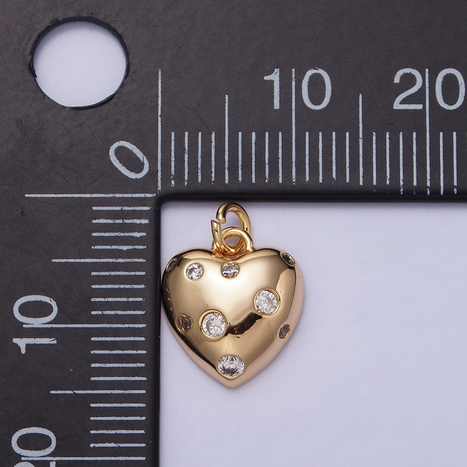 Mini Heart Gold Charm, Bubble Charm, Bubble Pendant, Bubble Geometric Love Charm, Tiny CZ Charm 16k Gold Filled AC508