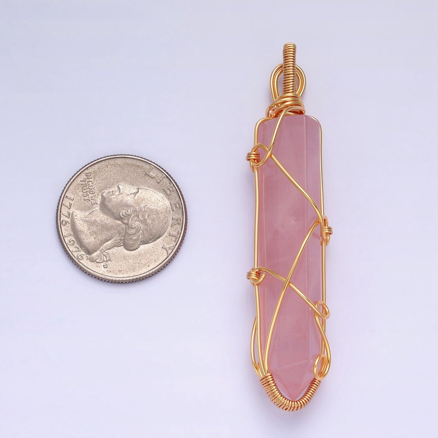 Handmade Crystal Wire Wrapped Necklaces Pendant Rose Quartz Gold Fill Healing Stone Chakra Point Birthstone Gemstone Necklaces Charm AA224