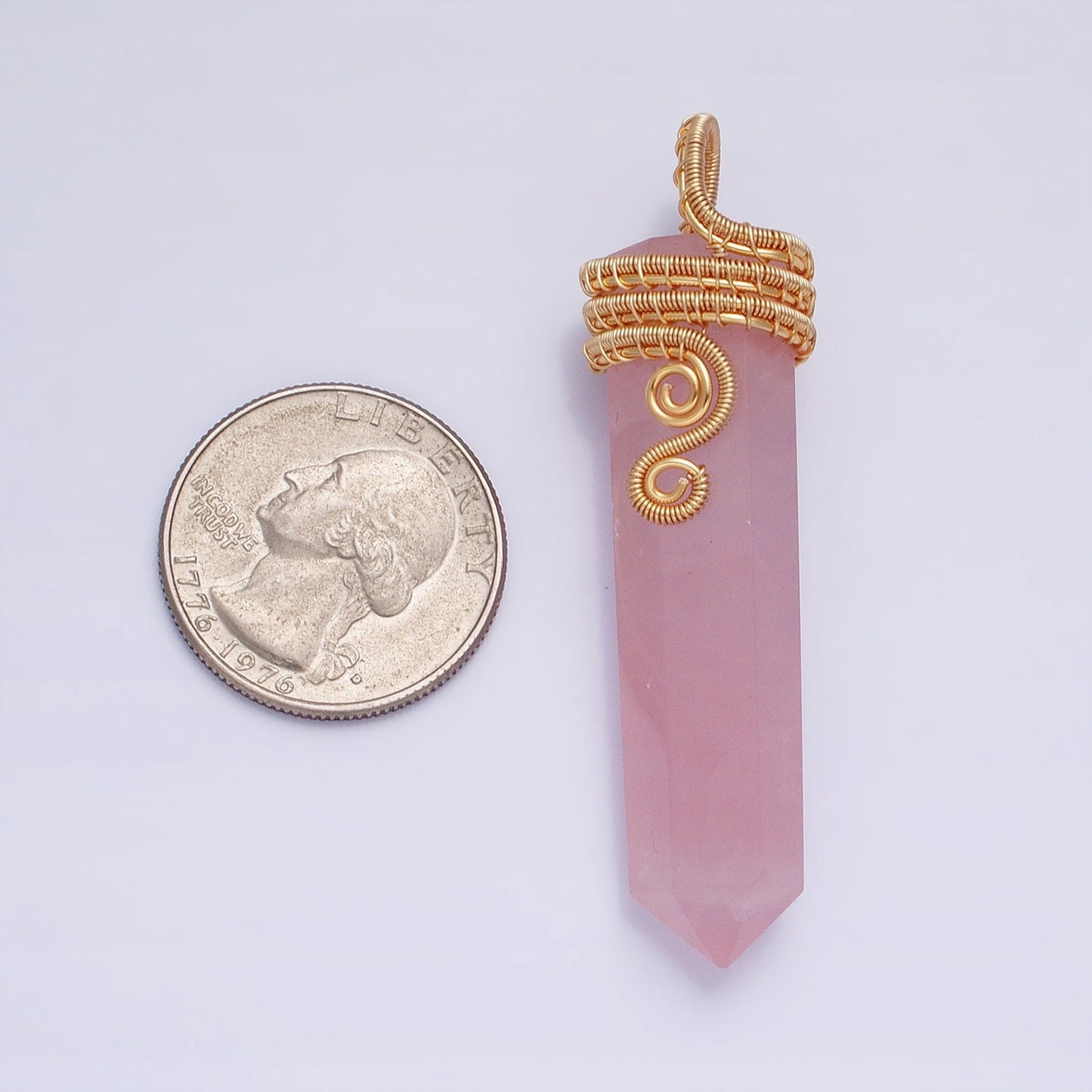 Rose Quartz Wire Wrapped Crystal Necklace Pendant Gold Fill Natural Love Healing Necklace Charm Natural Gemstone Wire Wrap Artist AA225