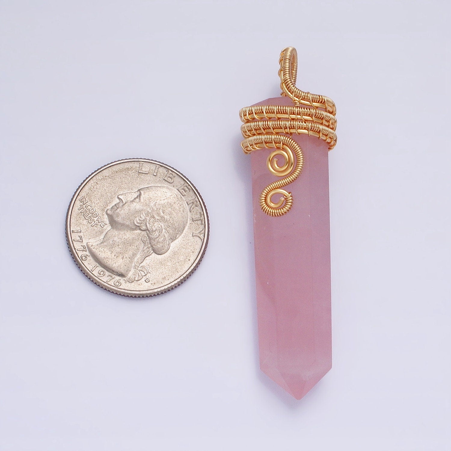Rose Quartz Wire Wrapped Crystal Necklace Pendant Gold Fill Natural Love Healing Necklace Charm Natural Gemstone Wire Wrap Artist AA225