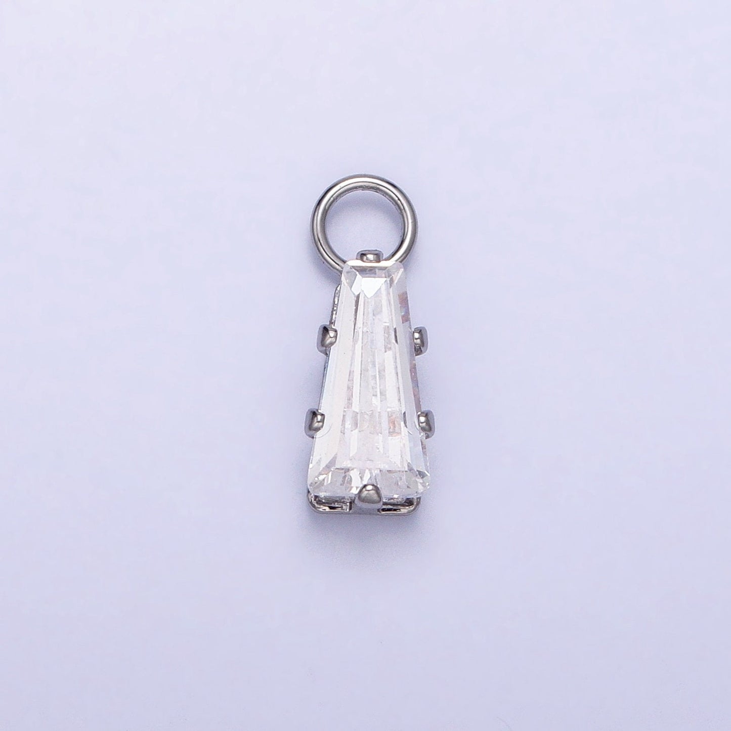Mini Gold Baguette Cubic Zirconia Charm, Tiny Clear CZ Charm add on Charm for Bracelet Earring Necklace Supply AC422