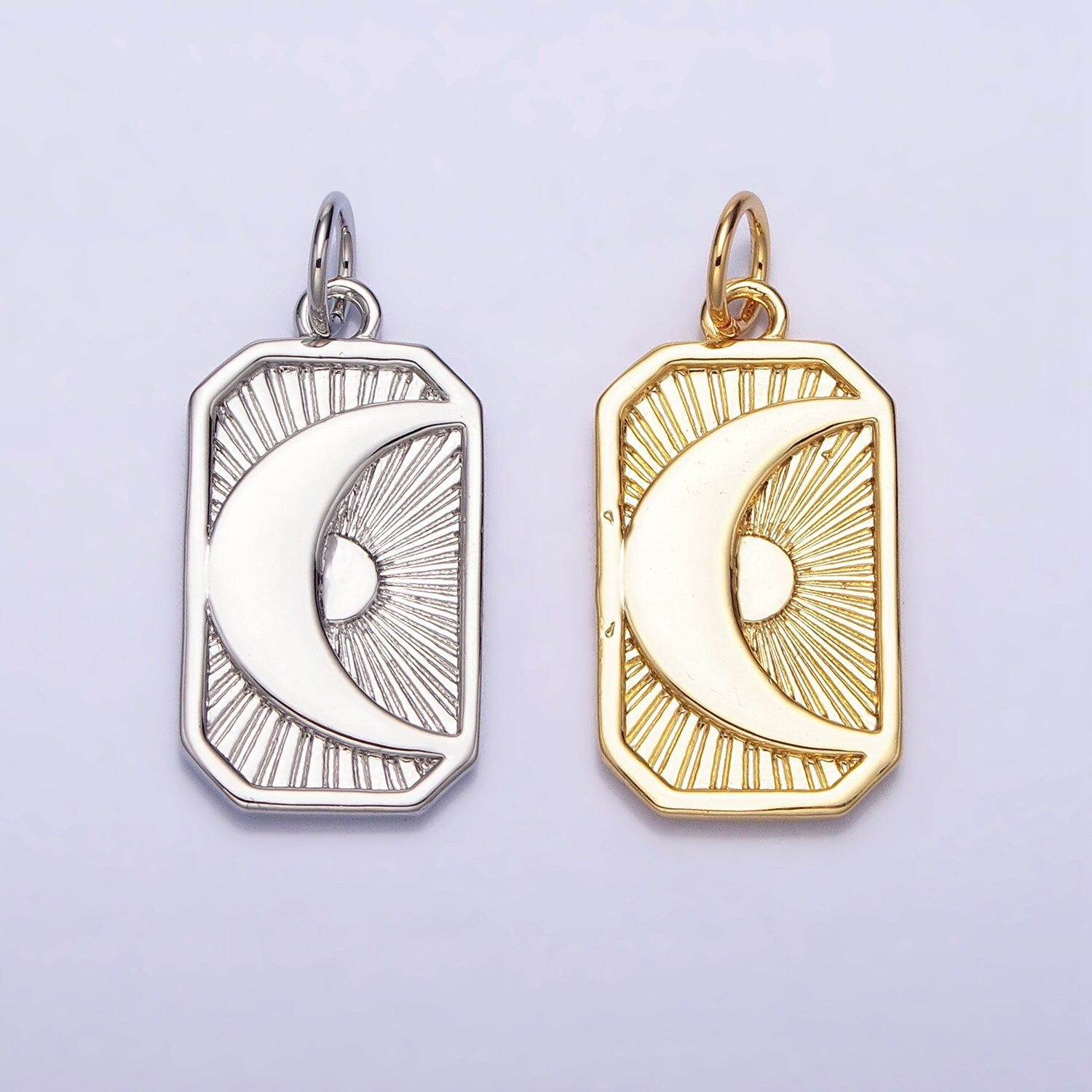 Dainty Tag Pendant Celestial Jewelry Necklace Component Supply Gold Silver Crescent Moon Celestial Charm Jewelry AC591