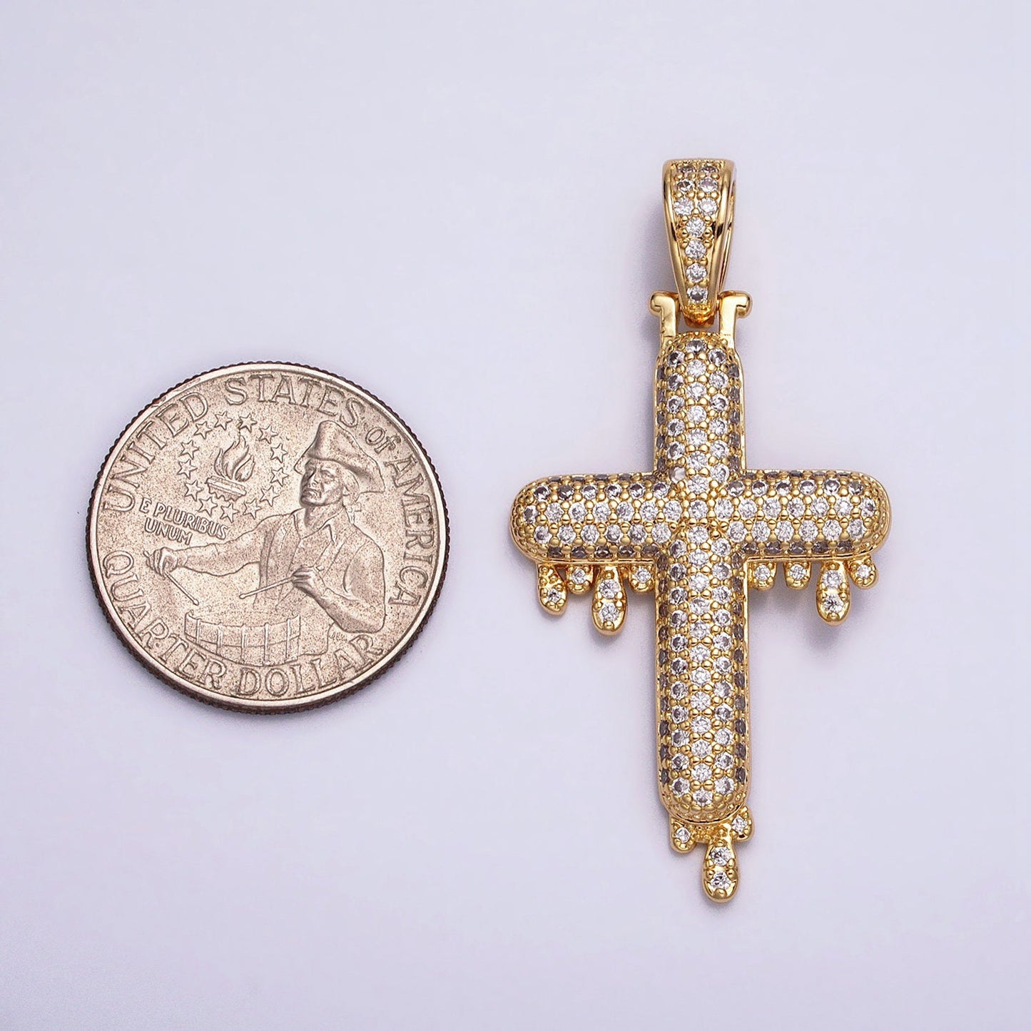 Iced Out Cubic Cross Pendant in 16k Gold Filled Charm for Hip Hop Religious Statement Jewelry AA377 AA378