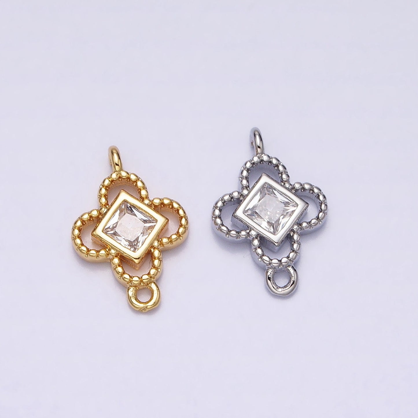 Mini Gold Clover Charm Connector for Lucky Flower Jewelry Finding Handmade Necklace Earring Bracelet Link Connector AA958