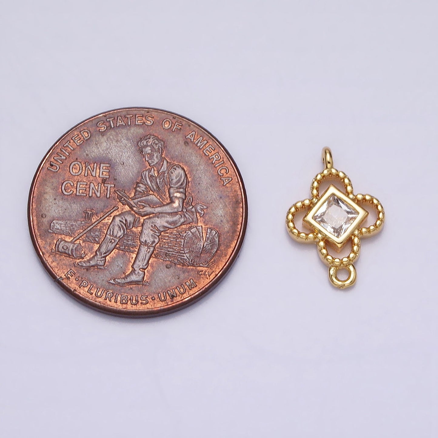 Mini Gold Clover Charm Connector for Lucky Flower Jewelry Finding Handmade Necklace Earring Bracelet Link Connector AA958