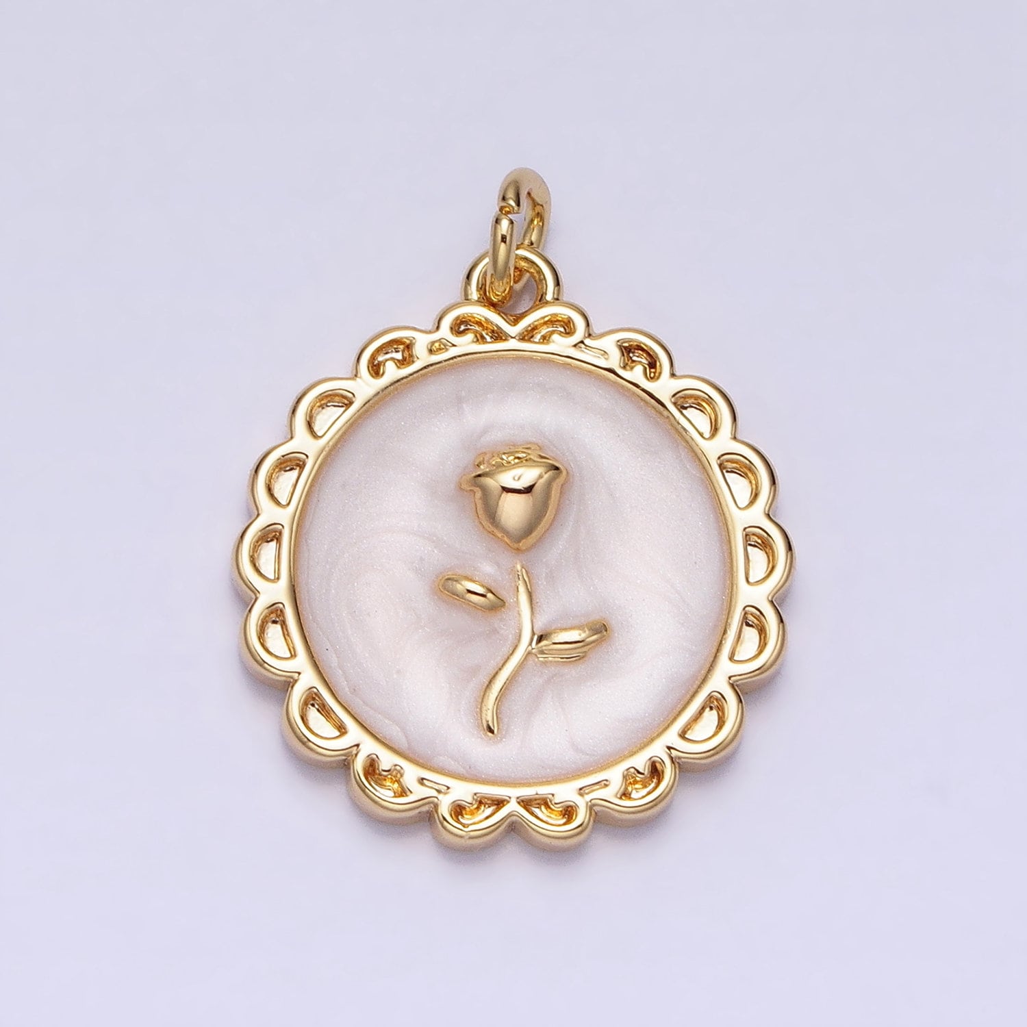 1Pc Gold Flower Star Rose Charms Blue, White, Pink Enamel Floral charm Decorative Round Disc Charm Medallion for Necklace Bracelet AC643