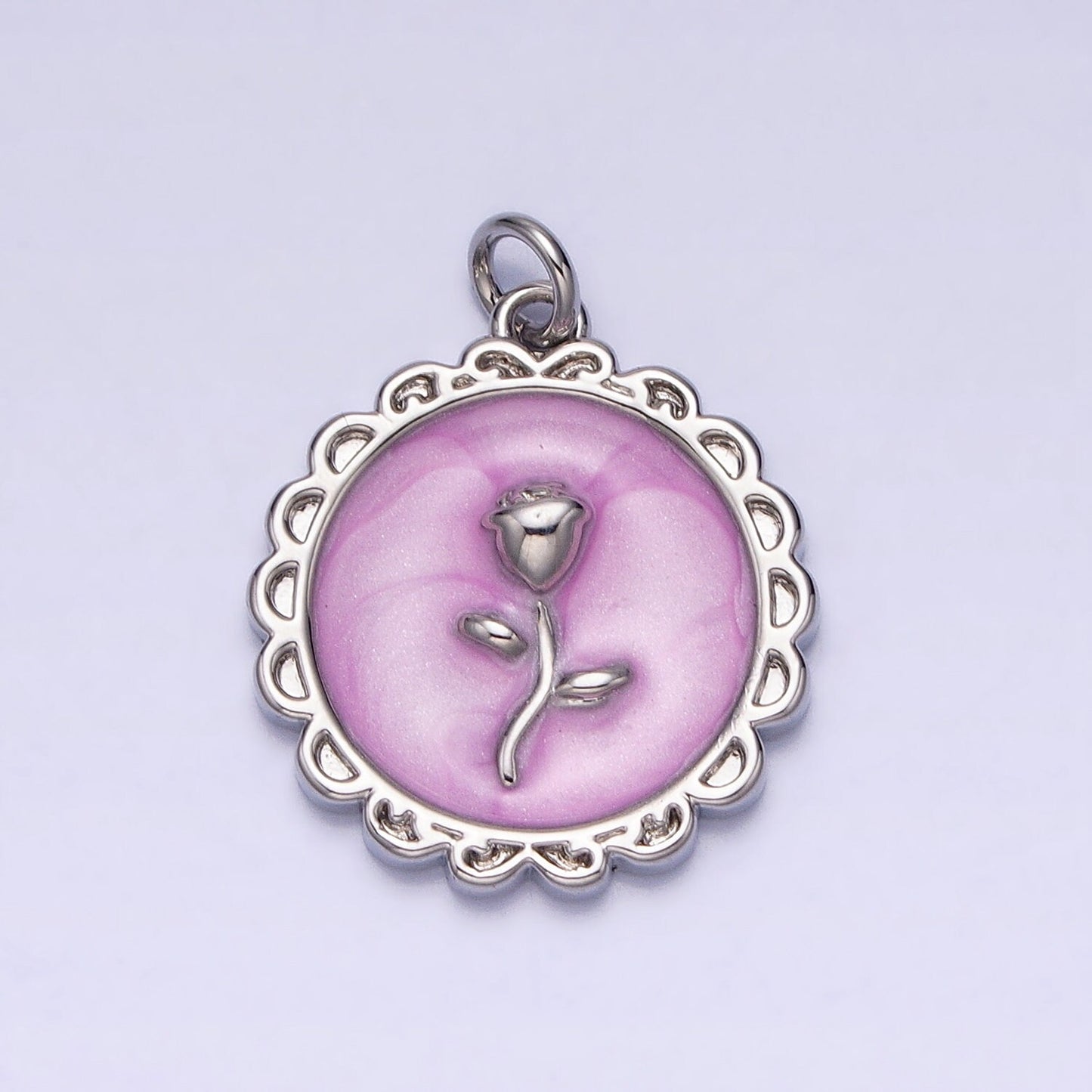 1Pc Gold Flower Star Rose Charms Blue, White, Pink Enamel Floral charm Decorative Round Disc Charm Medallion for Necklace Bracelet AC643