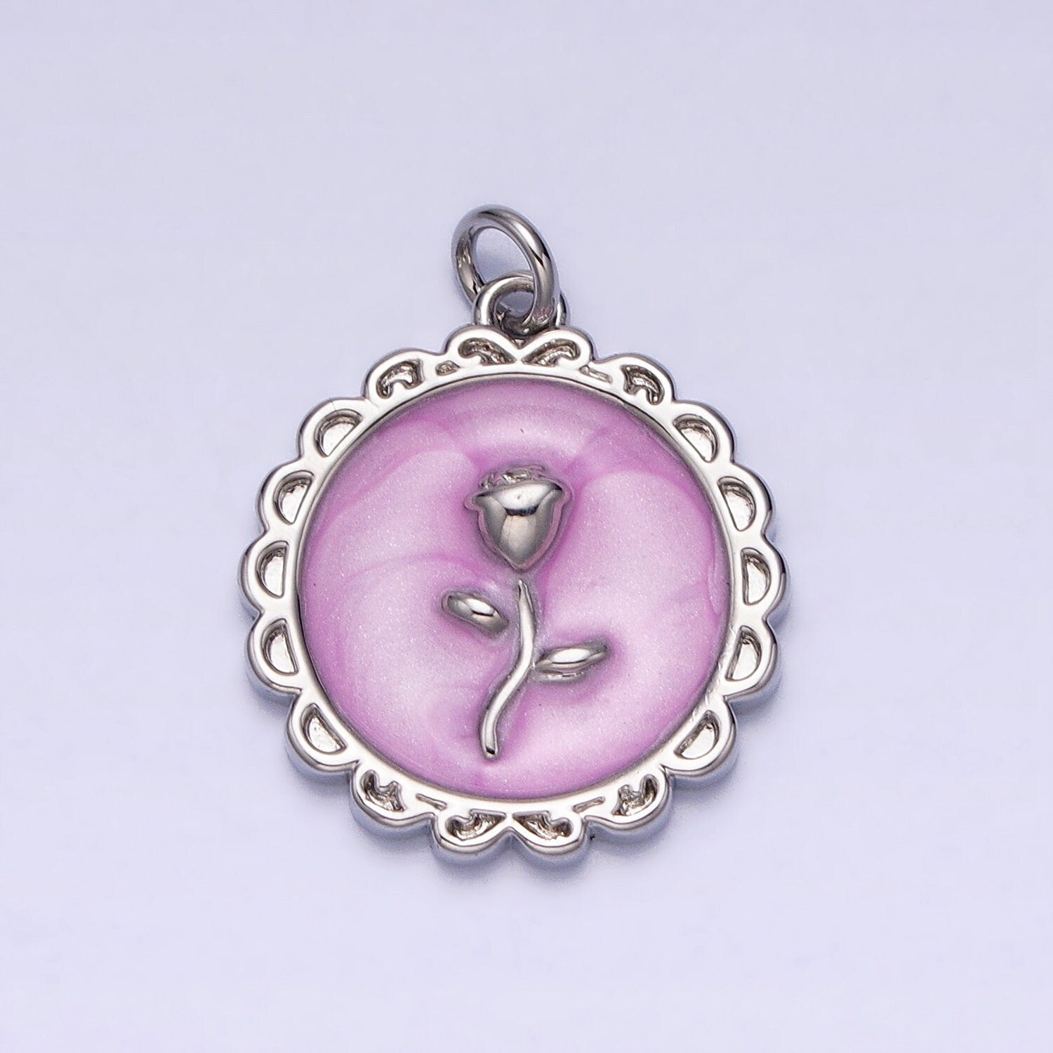 1Pc Gold Flower Star Rose Charms Blue, White, Pink Enamel Floral charm Decorative Round Disc Charm Medallion for Necklace Bracelet AC643