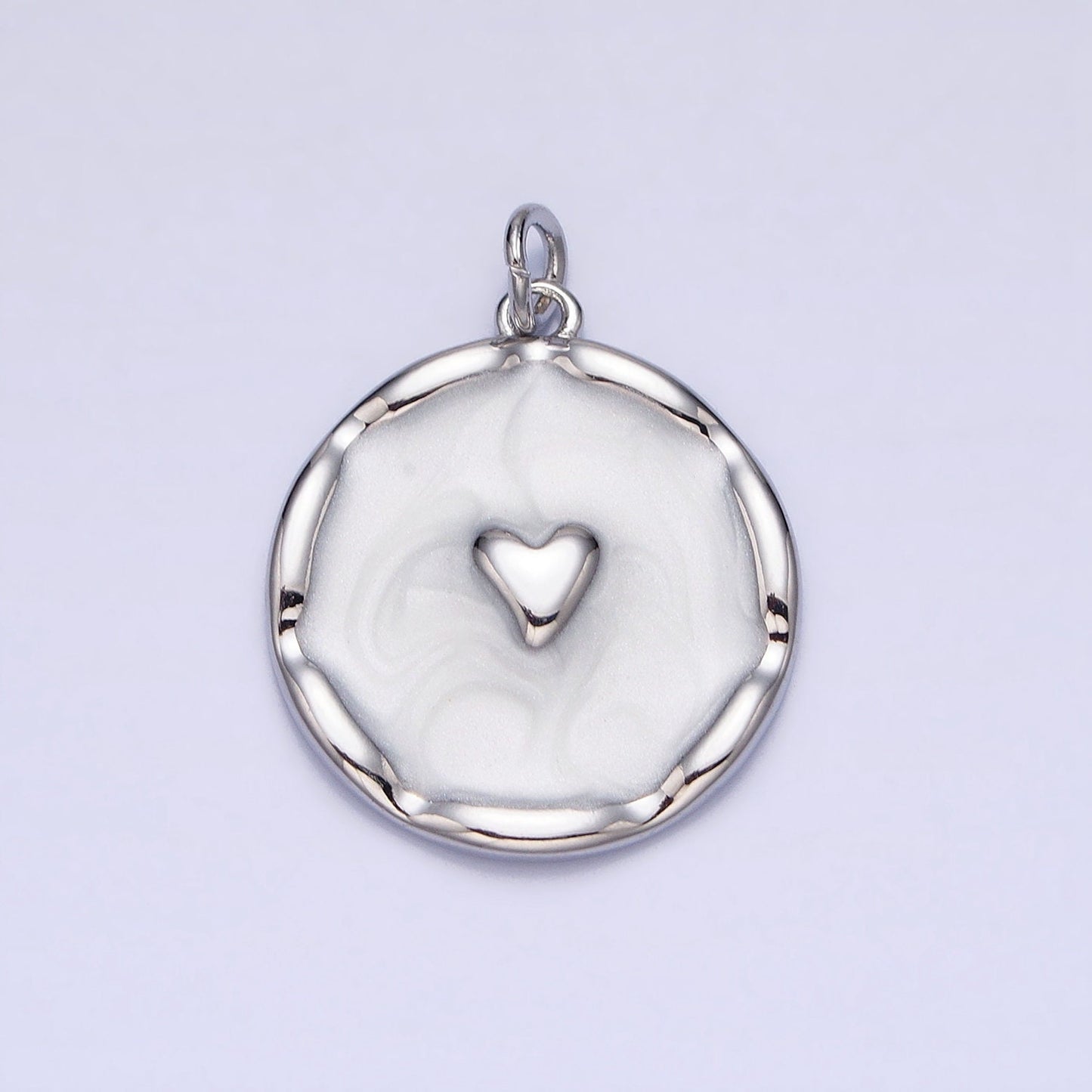 1Pc Gold Heart Charms Blue, White, Pink Enamel Love charm Decorative Round Disc Charm Medallion for Necklace Bracelet AC633